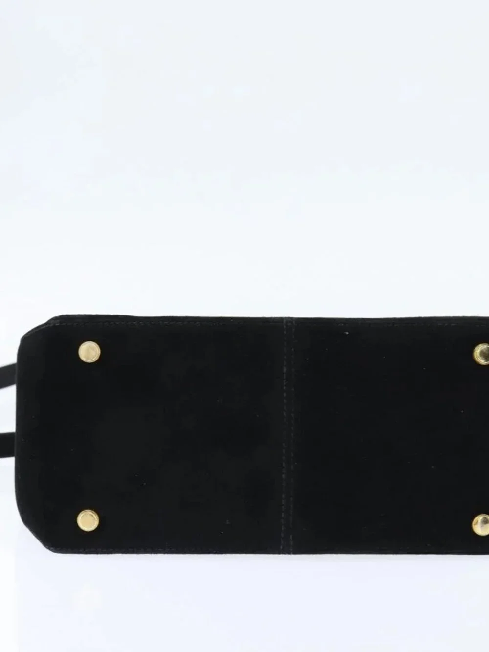Salvatore Ferragamo Hand Bag Suede 2way Black Gold Auth BA7321